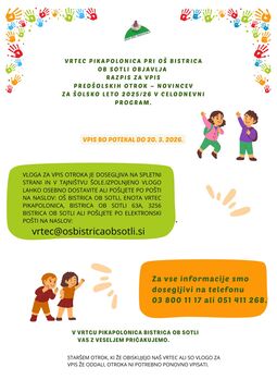 Obvestilo o vpisu 2026